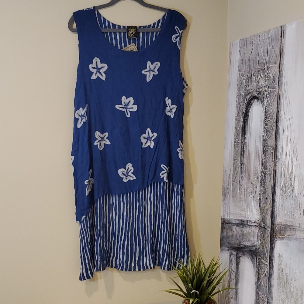 Coco International Blue Floral & Stripe Dr…